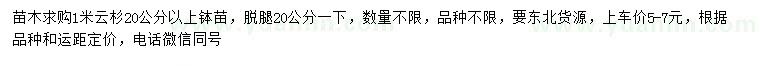 求購1米云杉