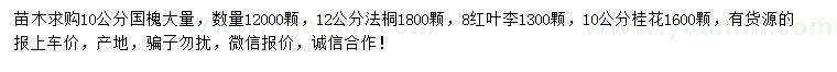 求購(gòu)國(guó)槐、法桐、紅葉李等