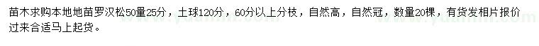 求購50量25公分羅漢松