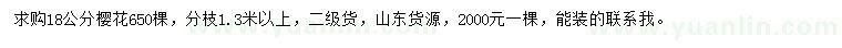 求購18公分櫻花