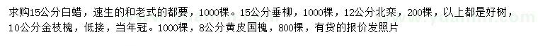 求購(gòu)白蠟、垂柳、北欒等