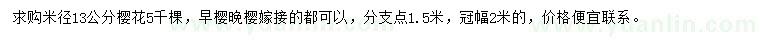 求購(gòu)米徑13公分櫻花