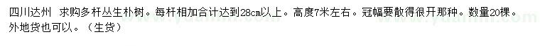 求購(gòu)高度7米左右多桿叢生樸樹