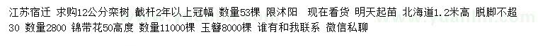 求購欒樹、北海道、錦帶花等