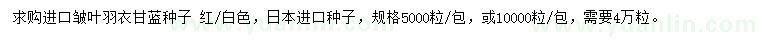 求購皺葉羽衣甘藍種子