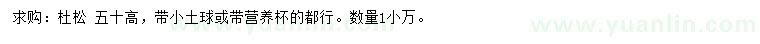 求購(gòu)高50公分杜松