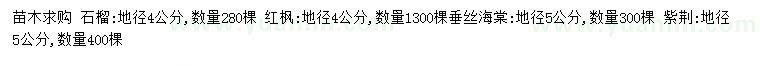 求購石榴、紅楓、垂絲海棠等
