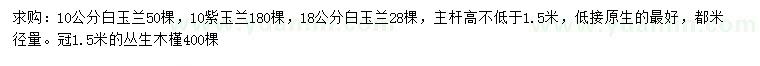 求購(gòu)10、18公分白玉蘭、10公分紫玉蘭，