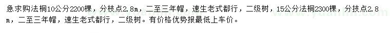 求購(gòu)10、15公分法桐