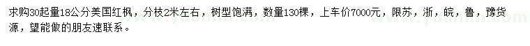 求購30起量18公分美國紅楓