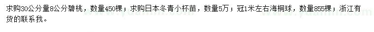 求購碧桃、日本冬青、海桐球