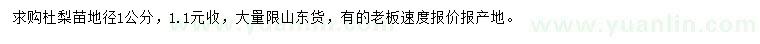 求購地徑1公分杜梨苗