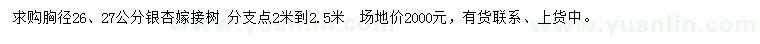 求購胸徑26、27公分銀杏嫁接樹