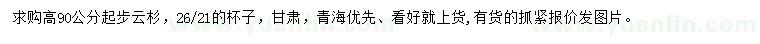 求購高90公分起步云杉