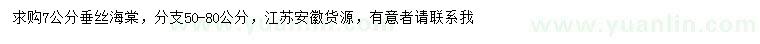 求購7公分垂絲海棠
