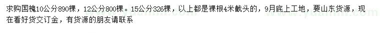 求購10、12、15公分國槐