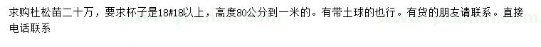 求購(gòu)高度80-100公分杜松苗