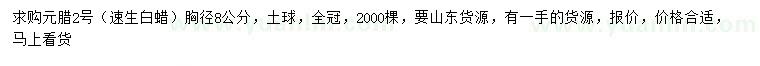 求購胸徑8公分速生白蠟