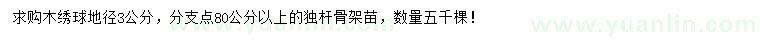 求購地徑3公分木繡球