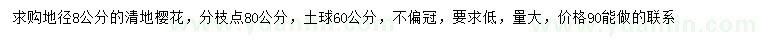 求購地徑8公分清花