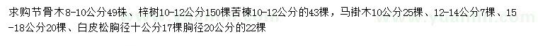 求購節(jié)骨木、梓樹  馬褂木等