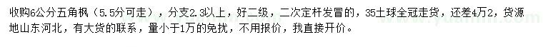 求購6公分五角楓