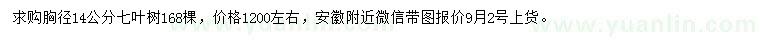 求購(gòu)胸徑14公分七葉樹