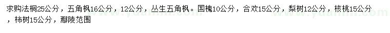 求購法桐、五角楓、叢生五角等