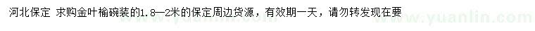 求購1.8-2米金葉榆