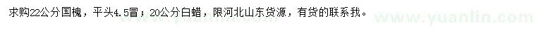 求購22公分國槐、20公分白蠟