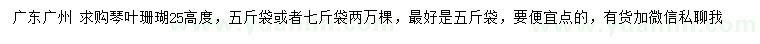 求購高度25公分琴葉珊瑚