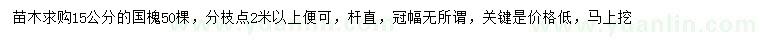 求購(gòu)15公分國(guó)槐
