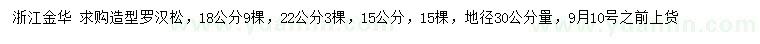 求購(gòu)地徑30公分量15、18、22公分造型羅漢松