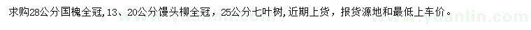 求購國槐、饅頭柳、七葉樹