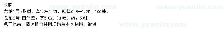 求購高1.8-2.2、5-米龍柏