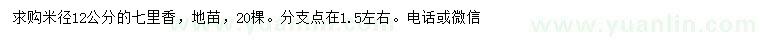 求購(gòu)米徑12公分七里香