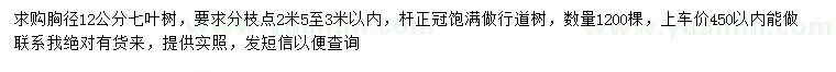 求購(gòu)胸徑12公分七葉樹