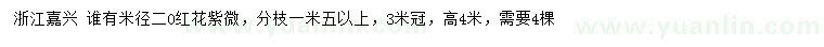 求購米徑20公分紅花紫薇
