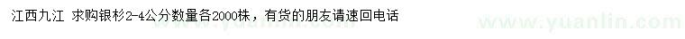 求購2-4公分銀杉