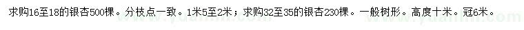求購(gòu)16-18、32-35公分銀杏