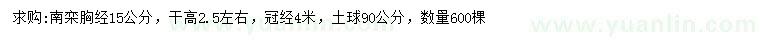 求購(gòu)胸徑15公分南欒