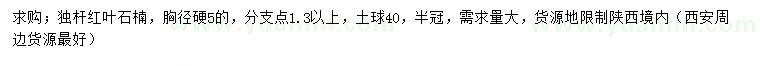 求購胸徑5公分獨桿紅葉石楠