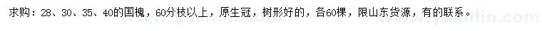 求購28、30、35、40公分國槐