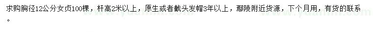 求購胸徑12公分女貞