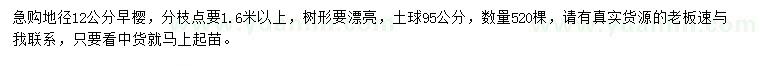 求購地徑12公分早櫻
