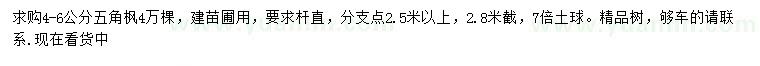 求購(gòu)4-6公分五角楓