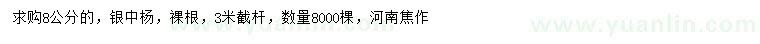 求購8公分銀中楊