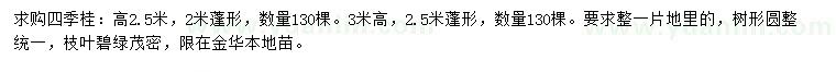 求購(gòu)高2.5、3米四季桂