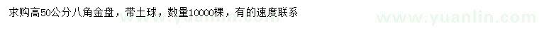 求購(gòu)高50公分八角金盤