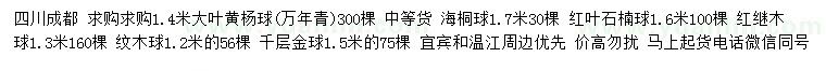 求購大葉黃楊球、海桐球、紅葉石楠球等